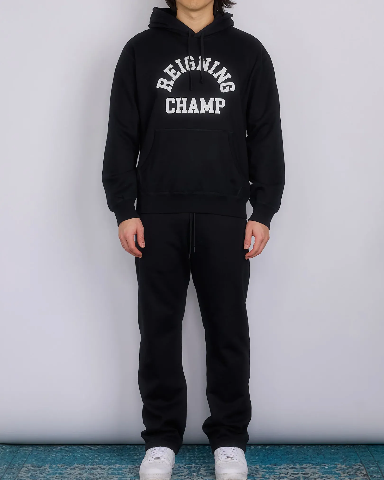 Outlet Reigning Champ Midweight Arch Logo Hoodie Black