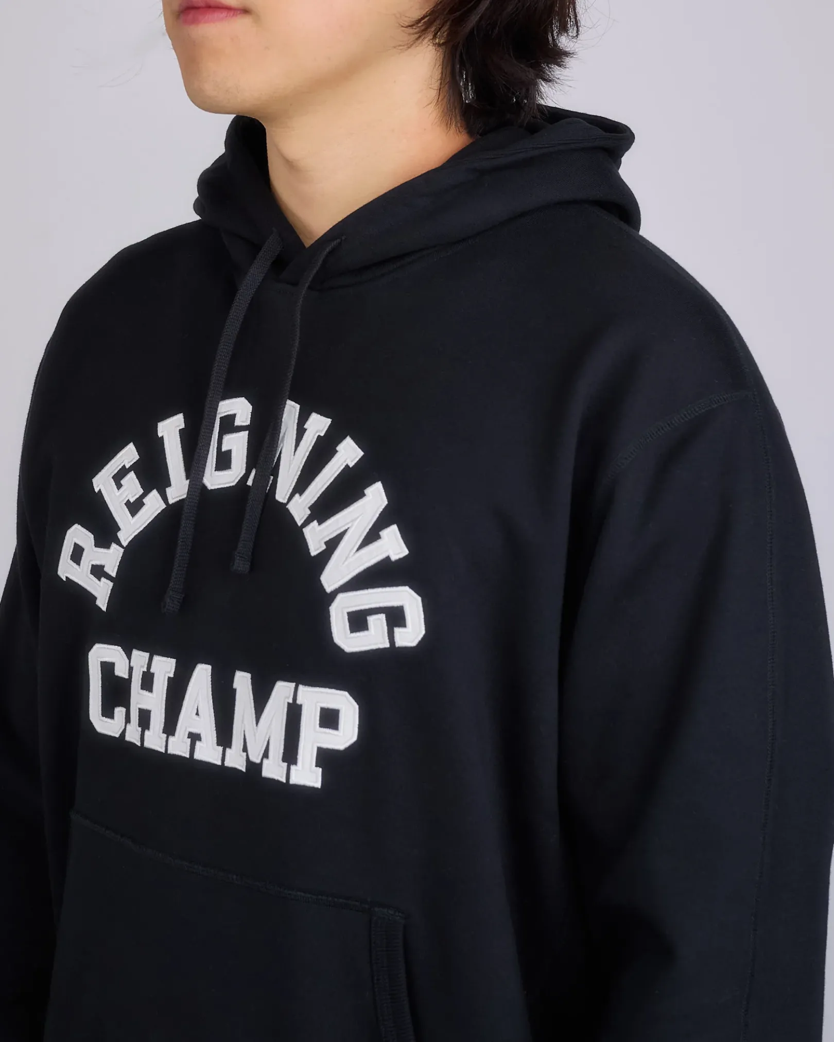 Outlet Reigning Champ Midweight Arch Logo Hoodie Black