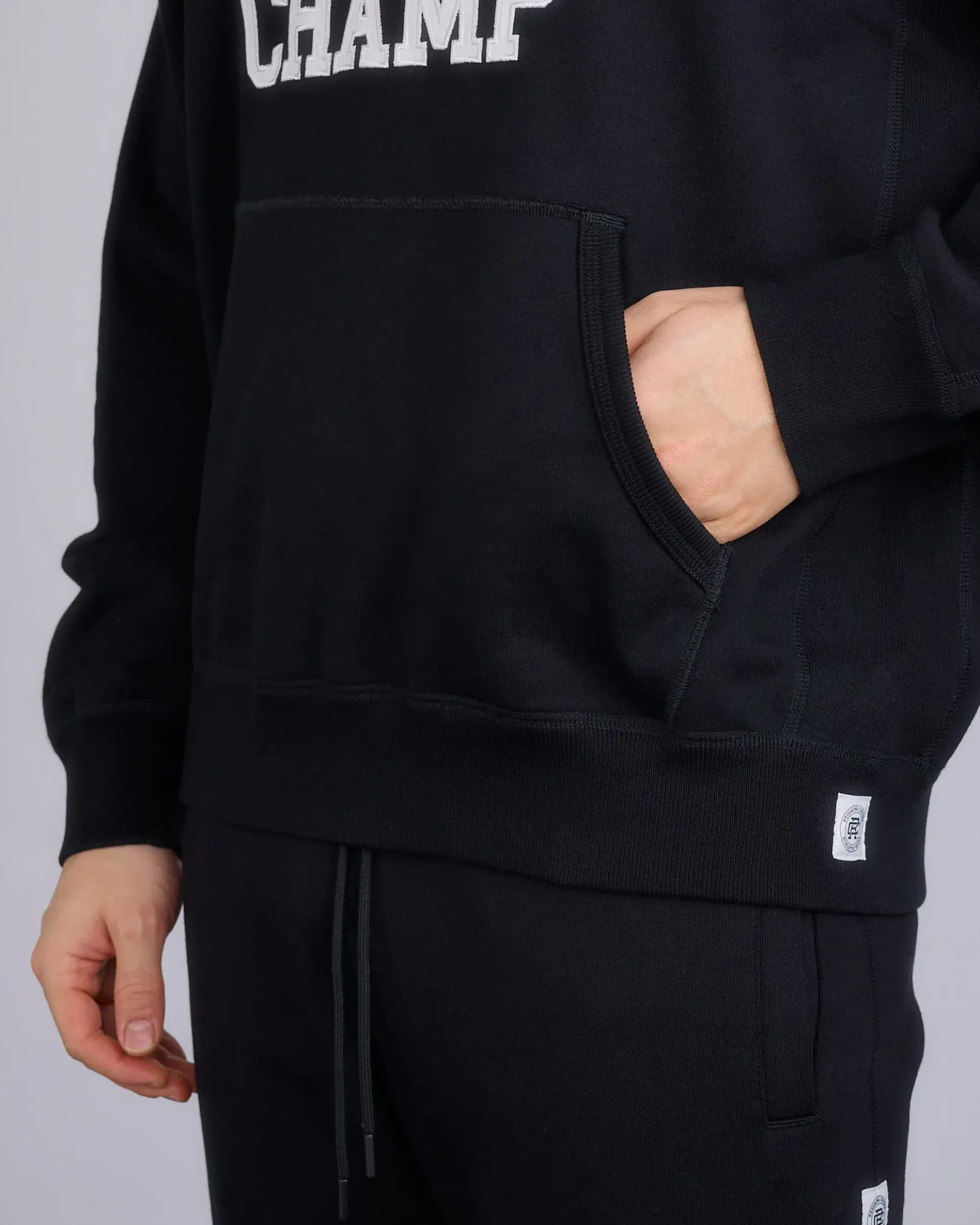 Outlet Reigning Champ Midweight Arch Logo Hoodie Black
