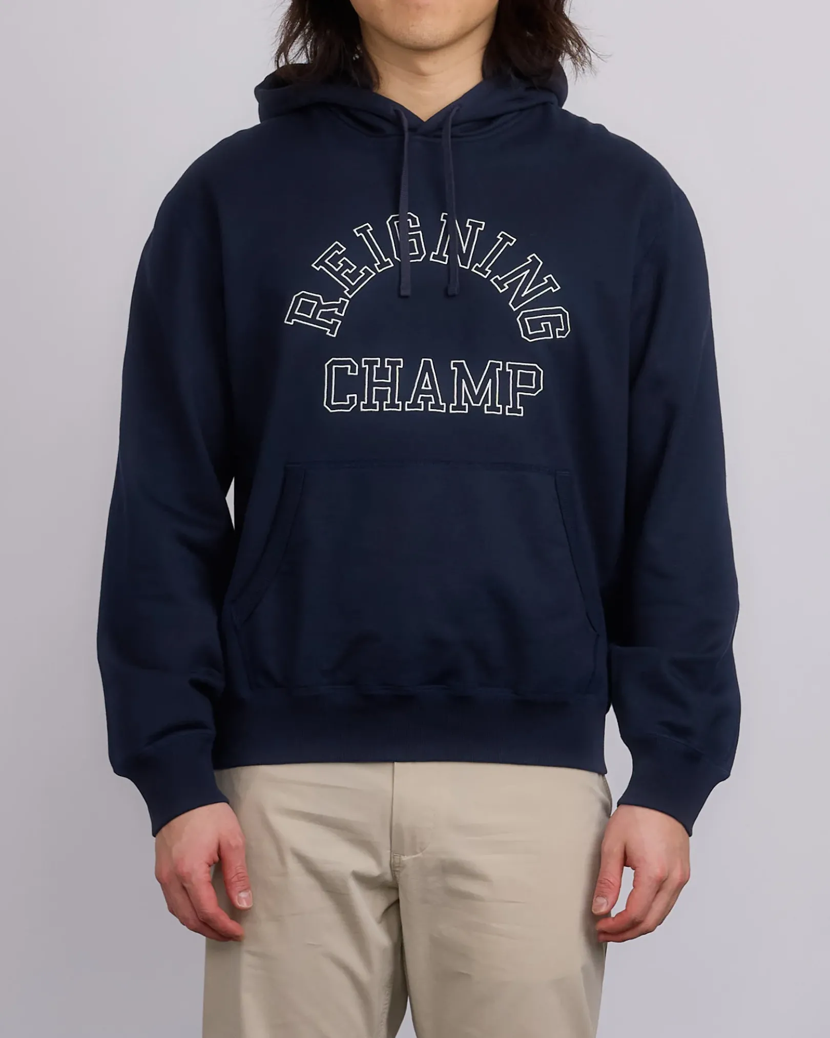 Clearance Reigning Champ Midweight Terry Arch Hoodie Navy/White