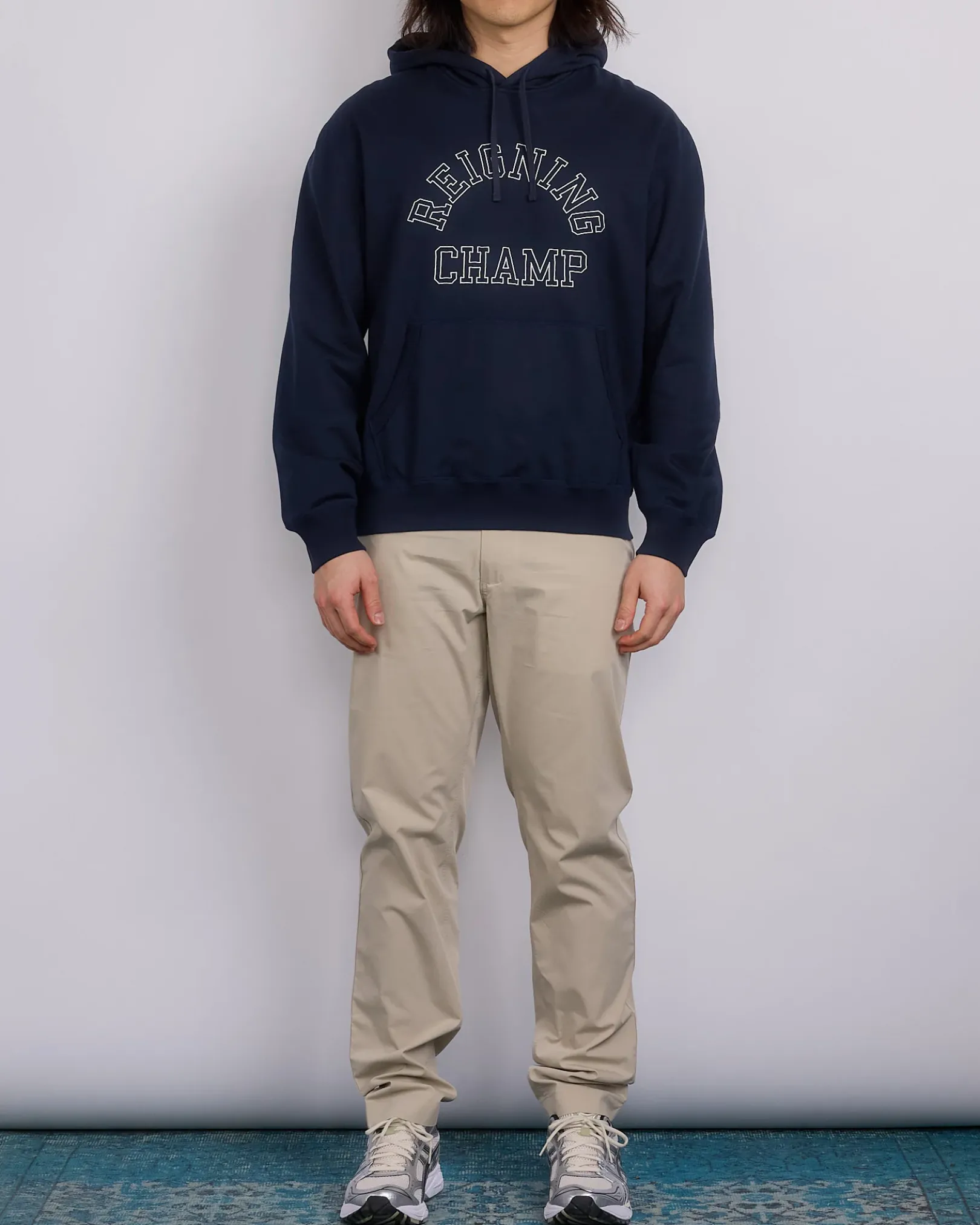 Clearance Reigning Champ Midweight Terry Arch Hoodie Navy/White
