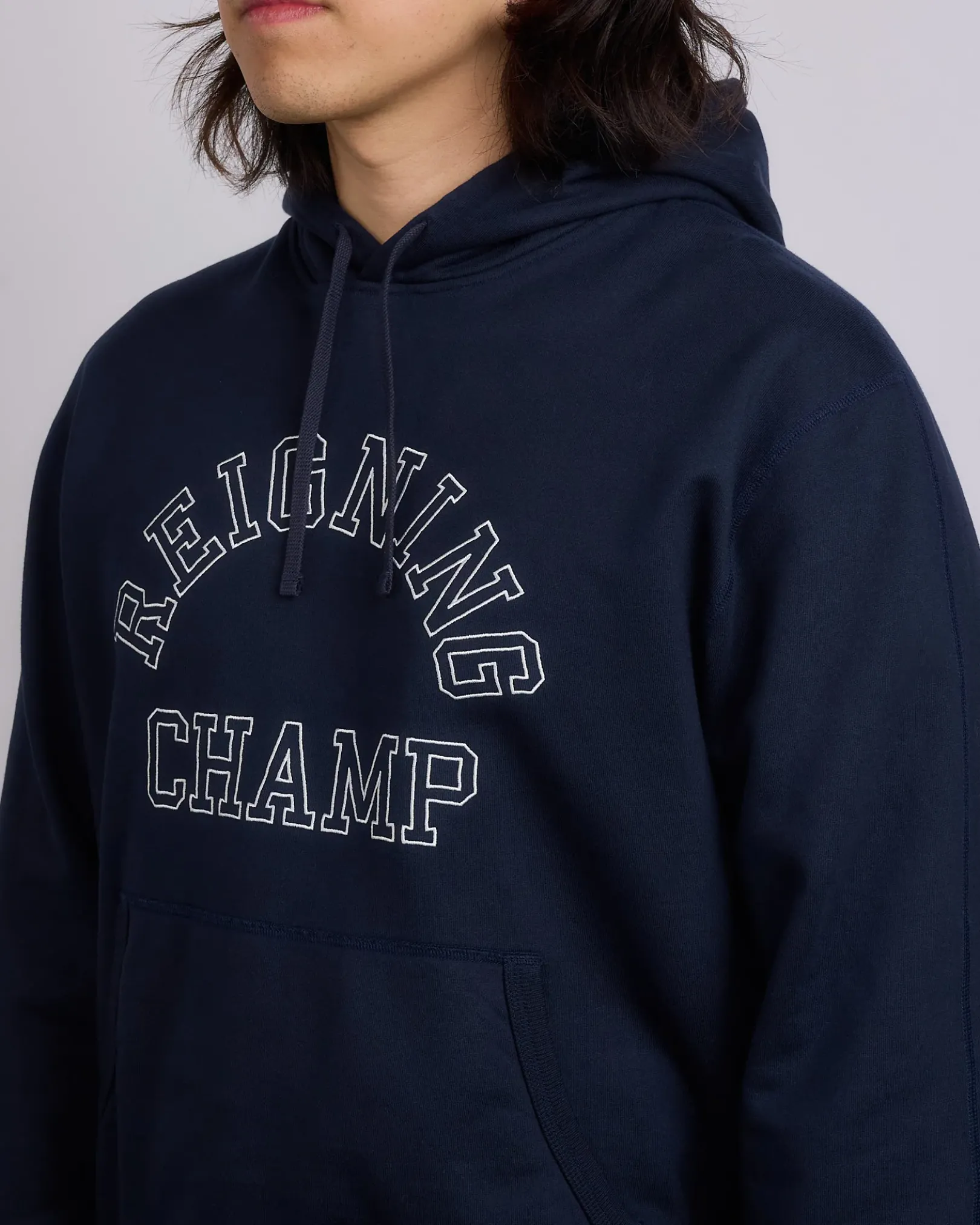 Clearance Reigning Champ Midweight Terry Arch Hoodie Navy/White