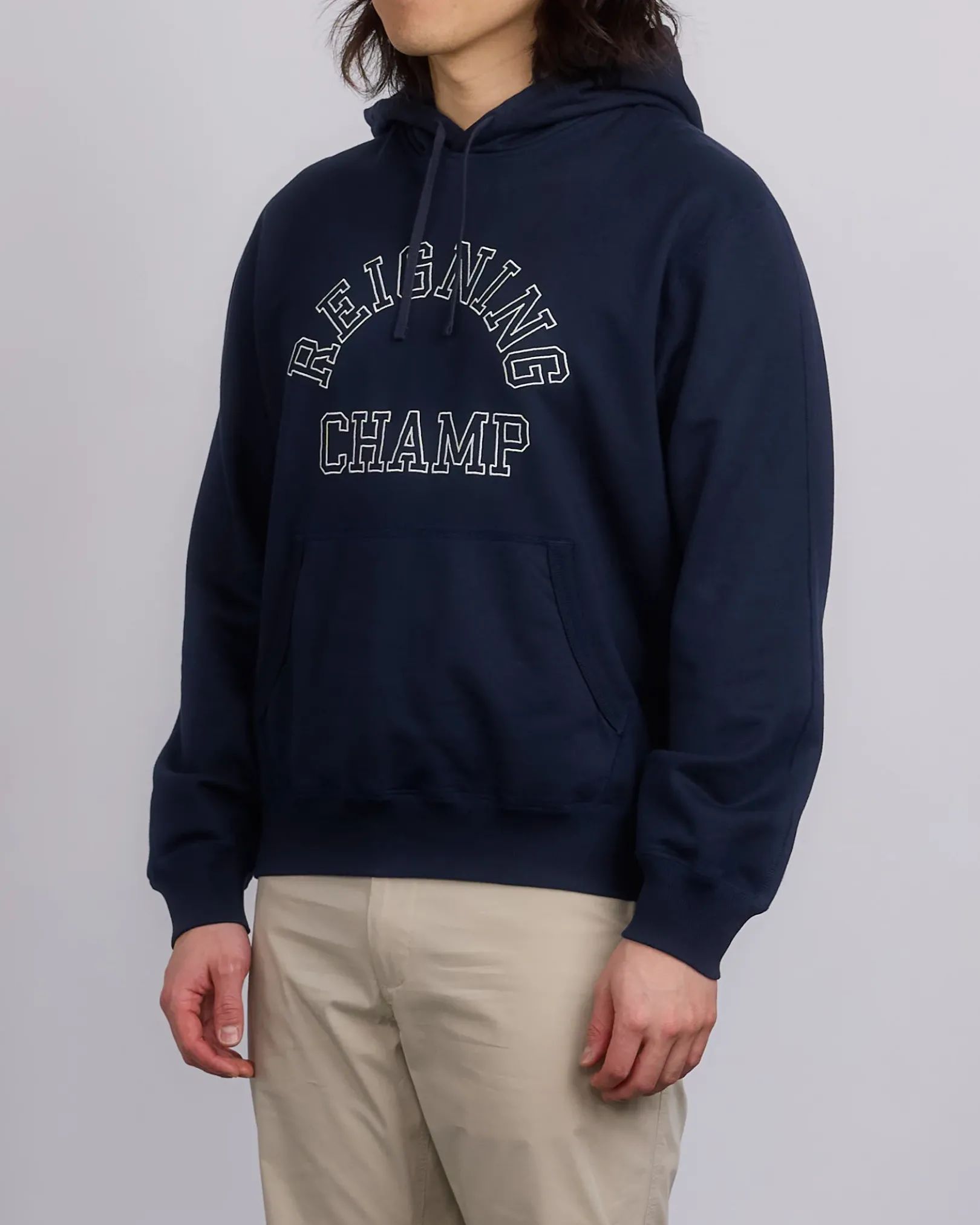 Clearance Reigning Champ Midweight Terry Arch Hoodie Navy/White