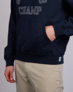 Clearance Reigning Champ Midweight Terry Arch Hoodie Navy/White