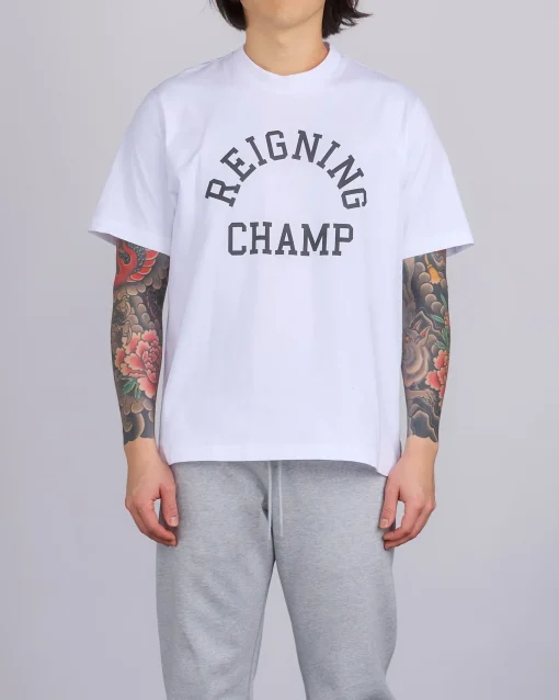 Discount Reigning Champ Midweight Arch Logo T-Shirt White