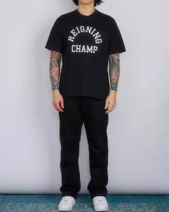 New Reigning Champ Midweight Arch Logo T-Shirt Black