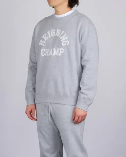 Fashion Reigning Champ Midweight Arch Logo Crewneck Heather Grey