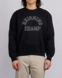 Fashion Reigning Champ Midweight Terry Arch Crewneck Black White