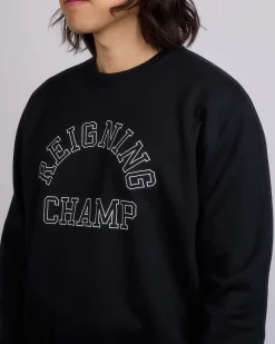 Fashion Reigning Champ Midweight Terry Arch Crewneck Black White