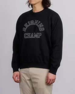 Fashion Reigning Champ Midweight Terry Arch Crewneck Black White