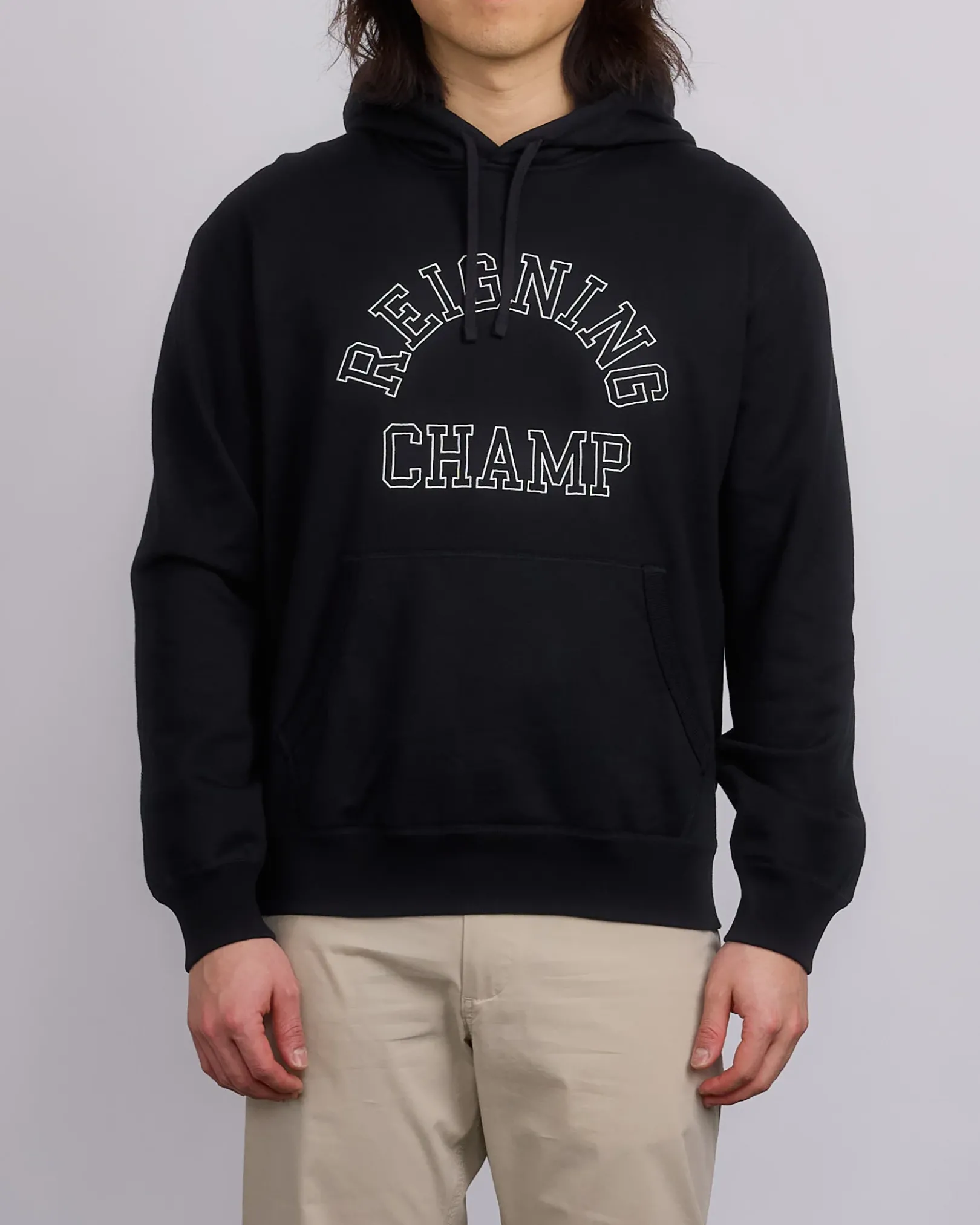 Clearance Reigning Champ Midweight Terry Arch Hoodie Black White