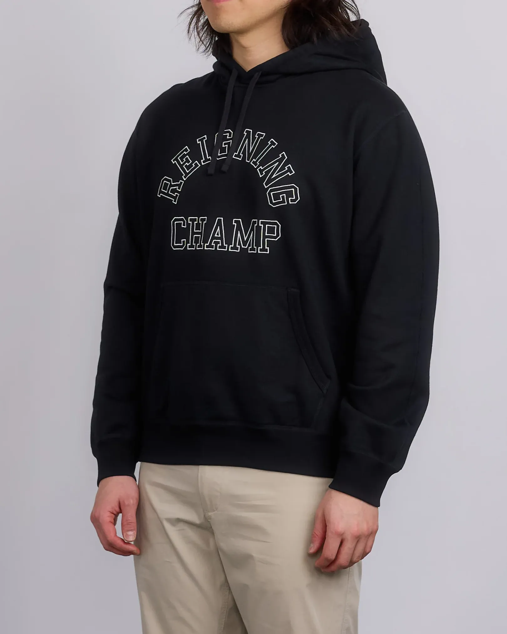 Clearance Reigning Champ Midweight Terry Arch Hoodie Black White