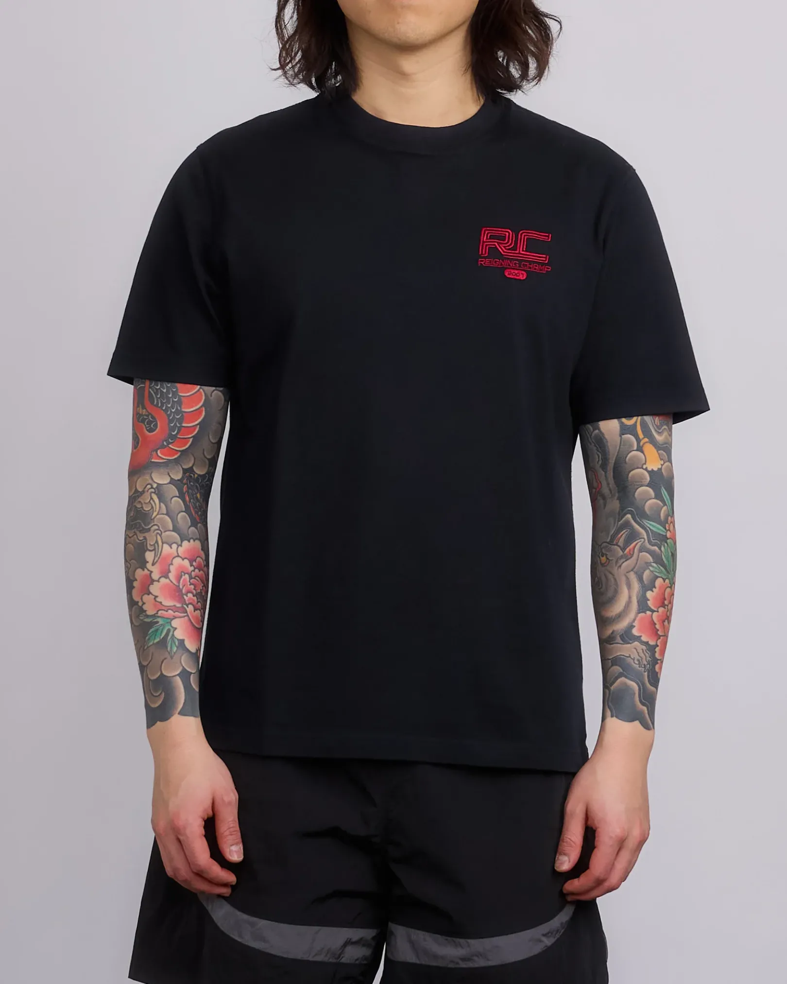 Hot Reigning Champ Midweight Jersey Race T-Shirt Black-Red