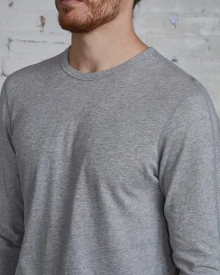 Outlet Reigning Champ Ringspun Long Sleeve T-Shirt Heather Grey