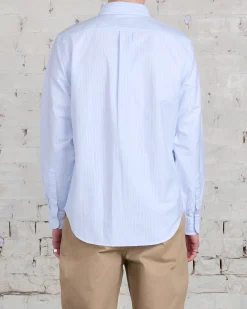 Best Reigning Champ Windsor Long Sleeve Oxford Button Shirt White Blue