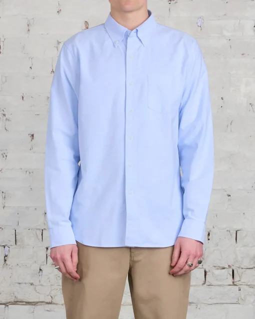 Sale Reigning Champ Windsor Long Sleeve Oxford Button Shirt Light Blue