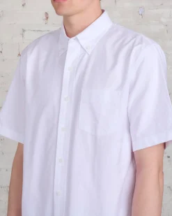 Outlet Reigning Champ Windsor Short Sleeve Oxford Button Shirt White