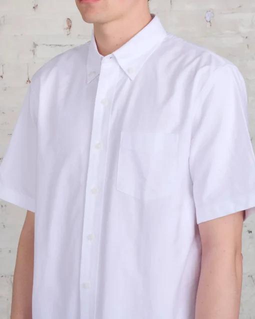 Outlet Reigning Champ Windsor Short Sleeve Oxford Button Shirt White