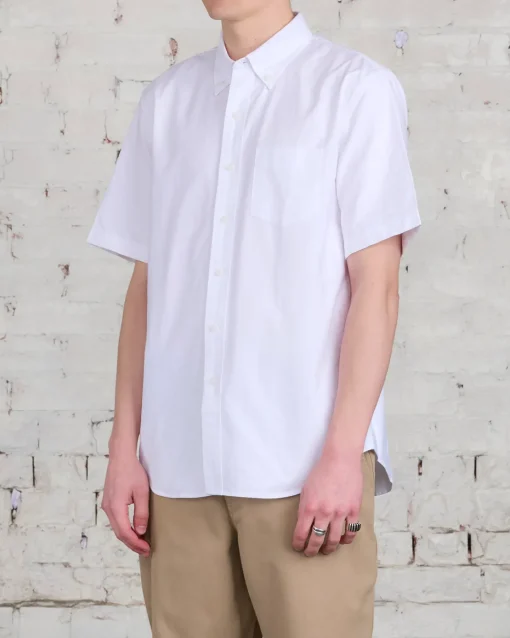 Outlet Reigning Champ Windsor Short Sleeve Oxford Button Shirt White