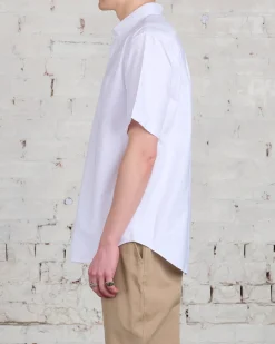 Outlet Reigning Champ Windsor Short Sleeve Oxford Button Shirt White