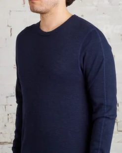 Hot Reigning Champ 1x1 Slub Knit Long Sleeve T-Shirt Navy