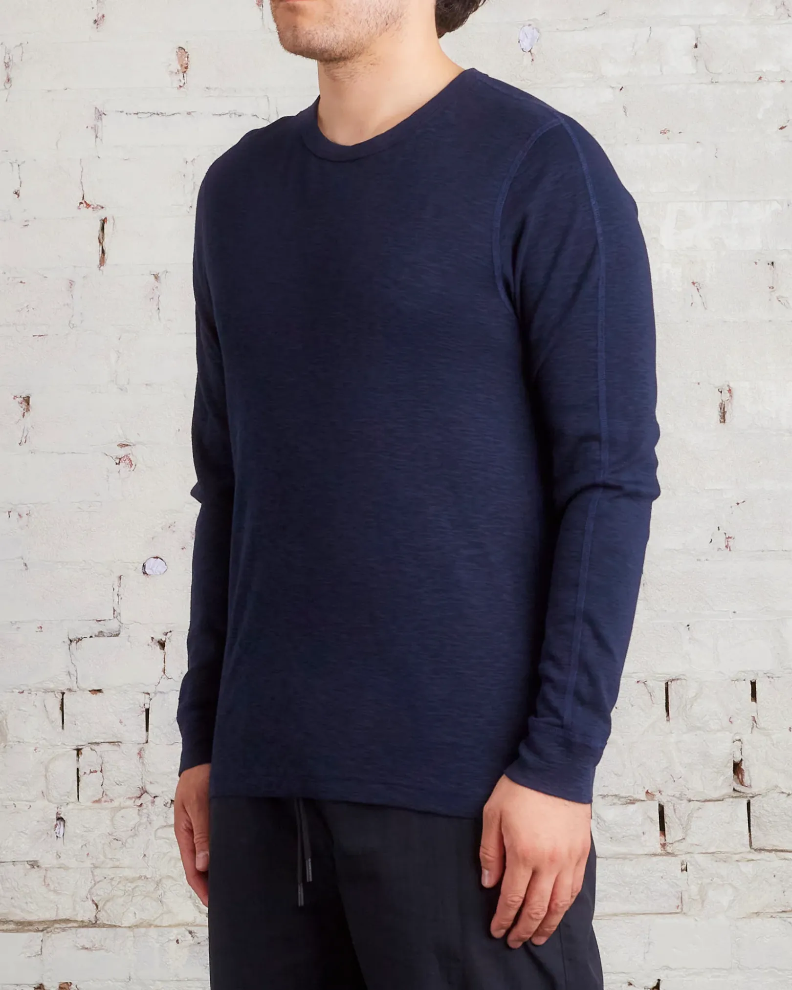 Hot Reigning Champ 1x1 Slub Knit Long Sleeve T-Shirt Navy