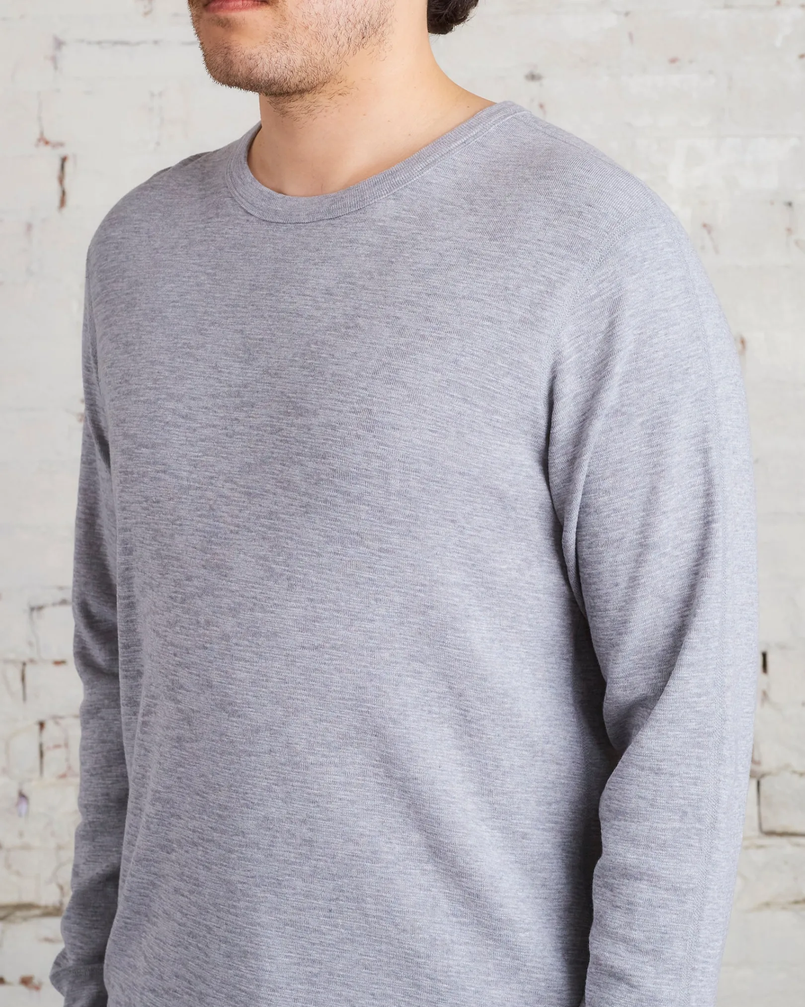 Fashion Reigning Champ 1x1 Slub Knit Long Sleeve T-Shirt Heather Grey