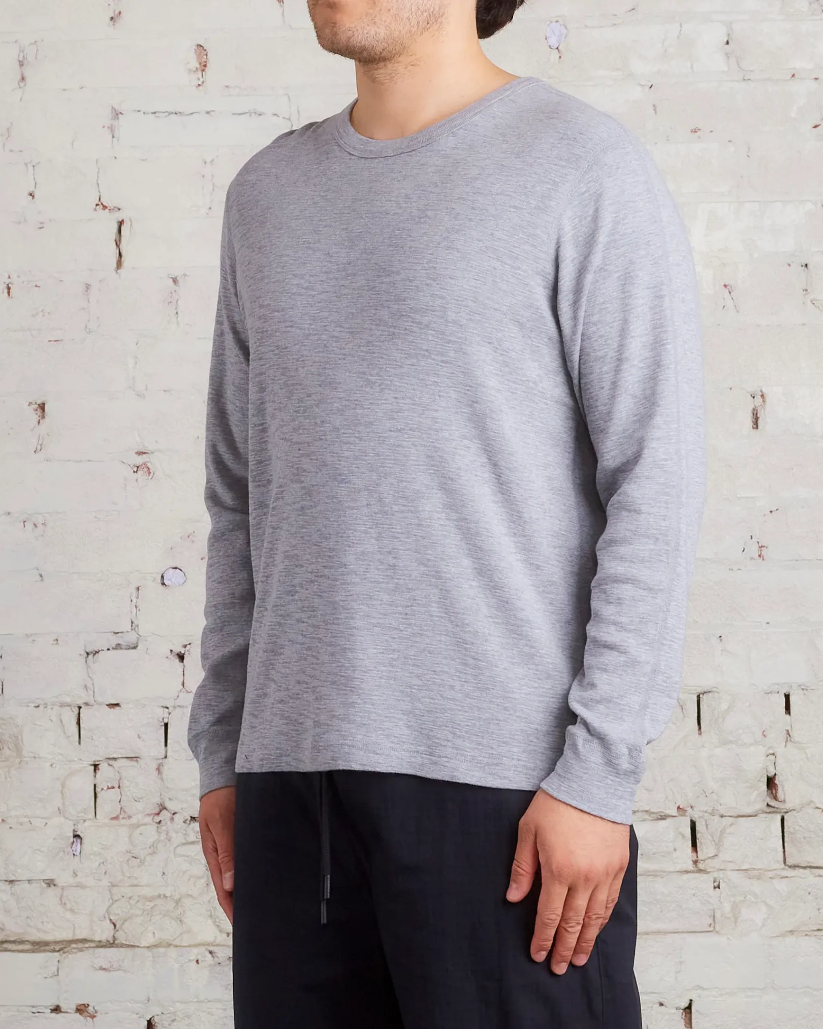 Fashion Reigning Champ 1x1 Slub Knit Long Sleeve T-Shirt Heather Grey