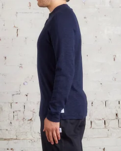 Fashion Reigning Champ 1x1 Slub Knit Long Sleeve Henley Navy
