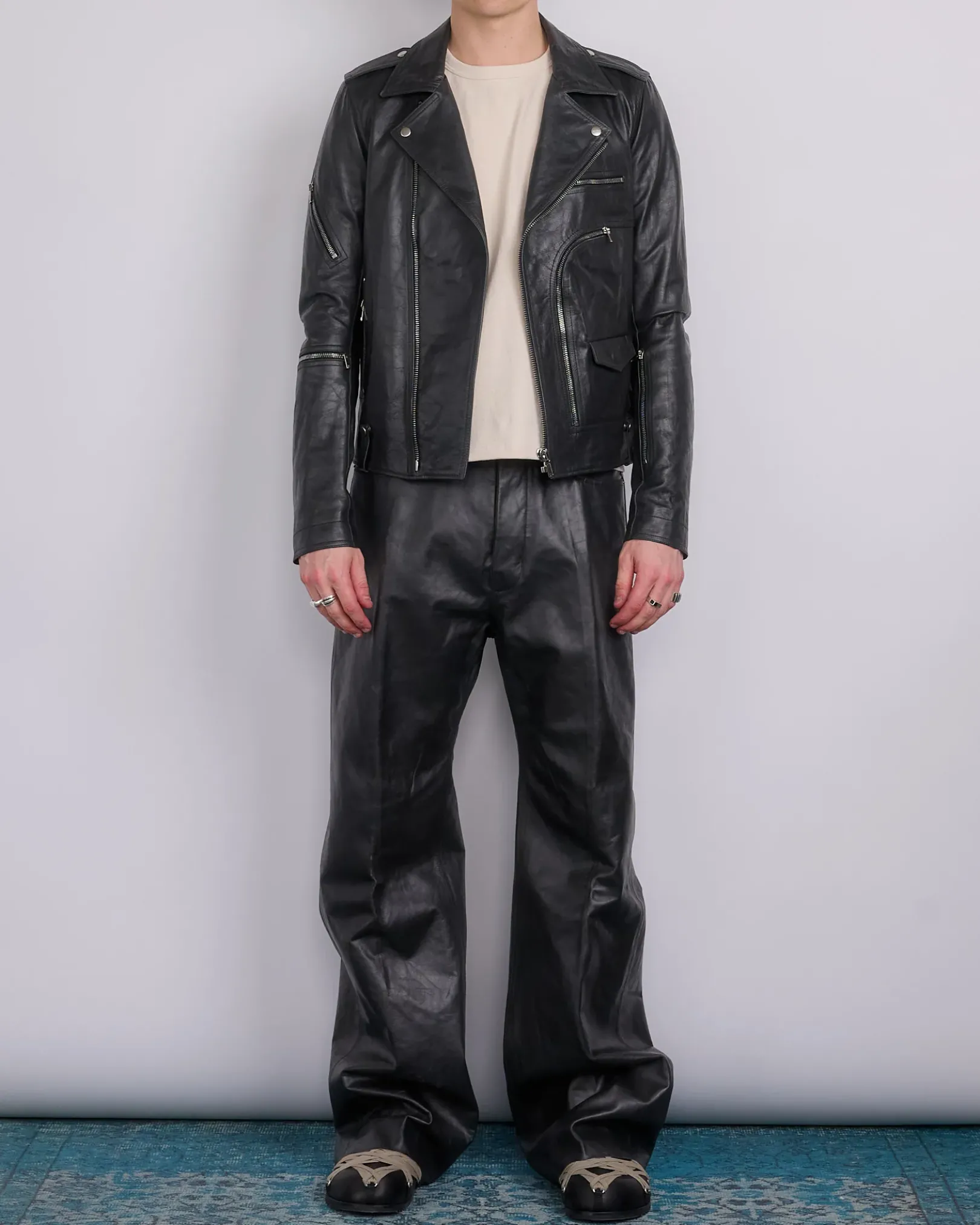 Fashion Rick Owens Bauhaus Stooges Jacket Tamponato Leather Black