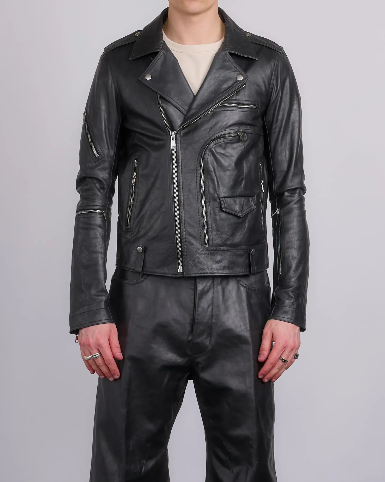 Fashion Rick Owens Bauhaus Stooges Jacket Tamponato Leather Black