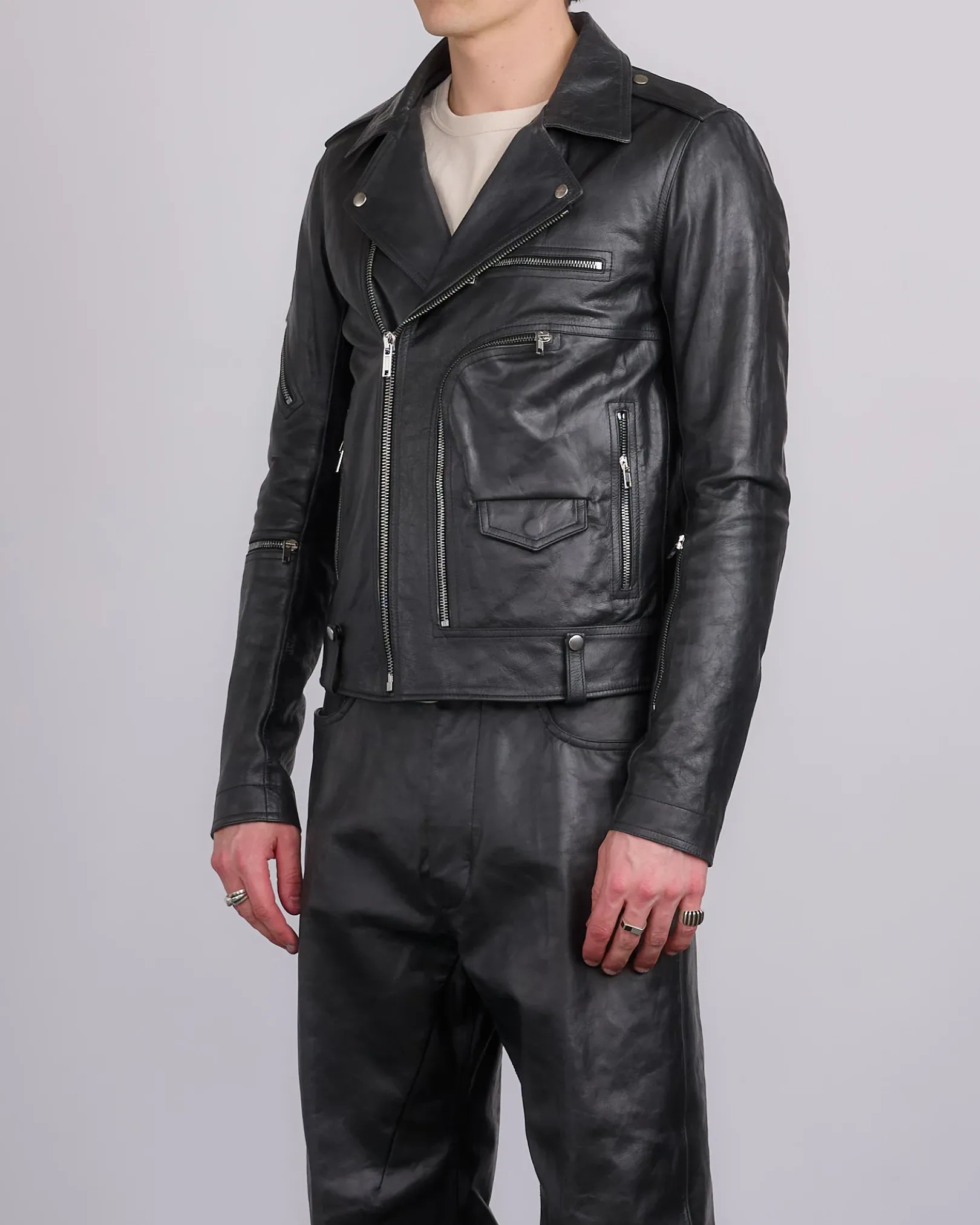 Fashion Rick Owens Bauhaus Stooges Jacket Tamponato Leather Black