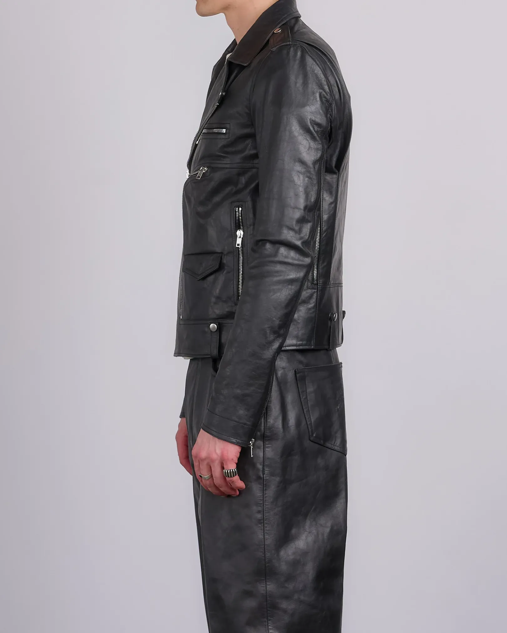 Fashion Rick Owens Bauhaus Stooges Jacket Tamponato Leather Black