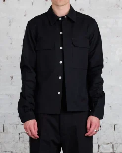 Sale Rick Owens Bonotto Cropped Workshirt Terrain Cotton Black