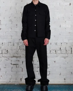 Sale Rick Owens Bonotto Cropped Workshirt Terrain Cotton Black