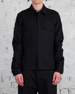 Sale Rick Owens Bonotto Cropped Workshirt Terrain Cotton Black