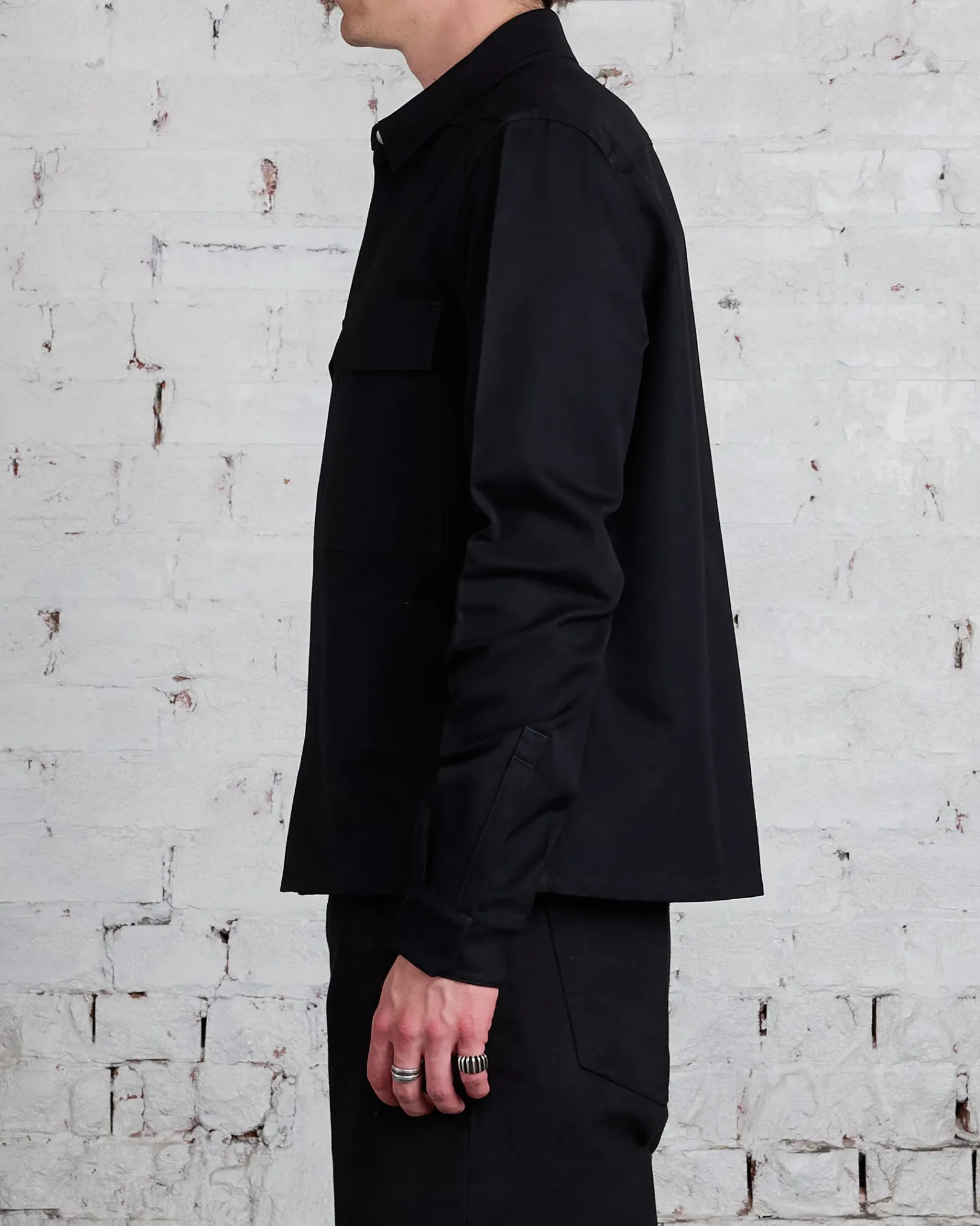 Sale Rick Owens Bonotto Cropped Workshirt Terrain Cotton Black