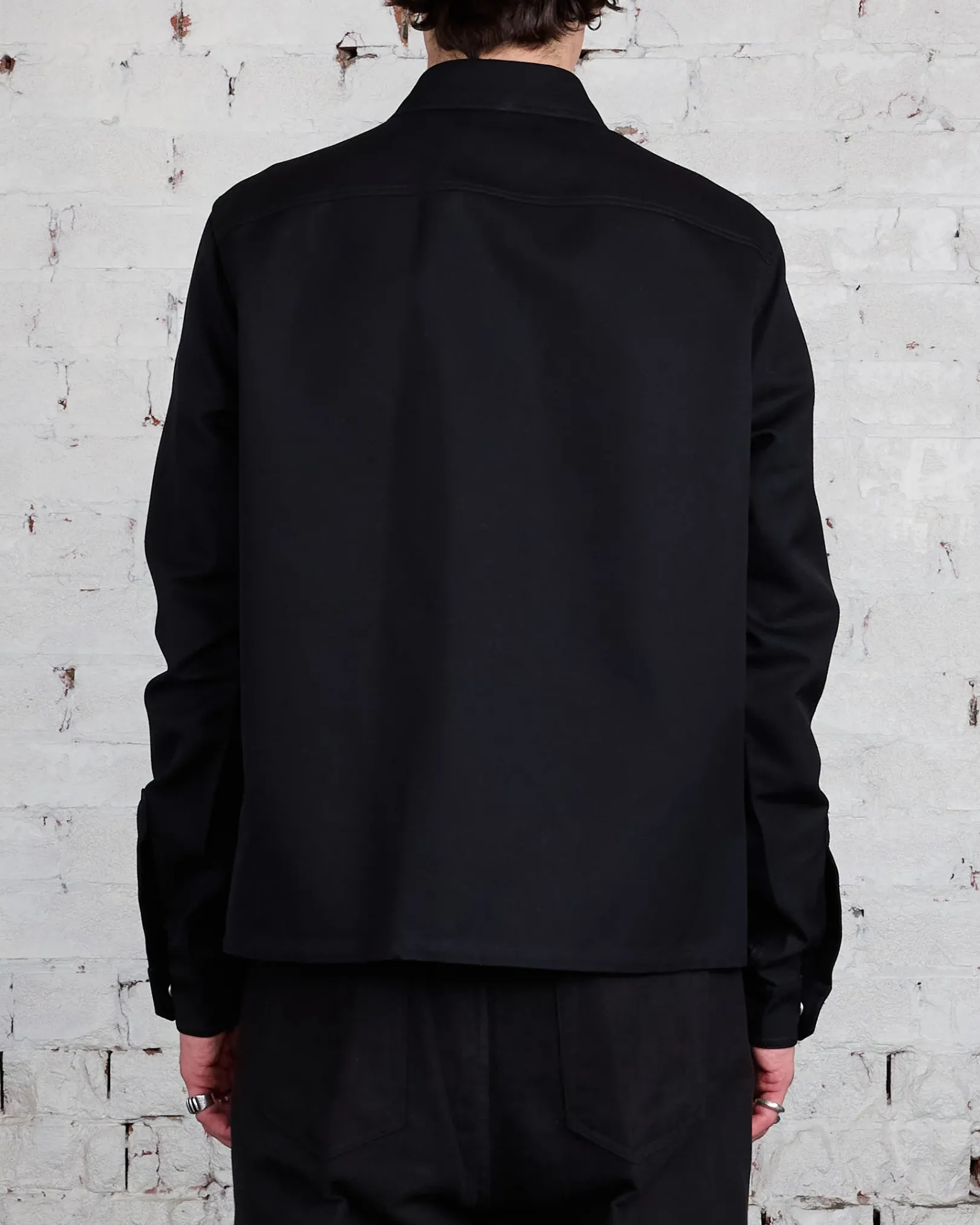 Sale Rick Owens Bonotto Cropped Workshirt Terrain Cotton Black
