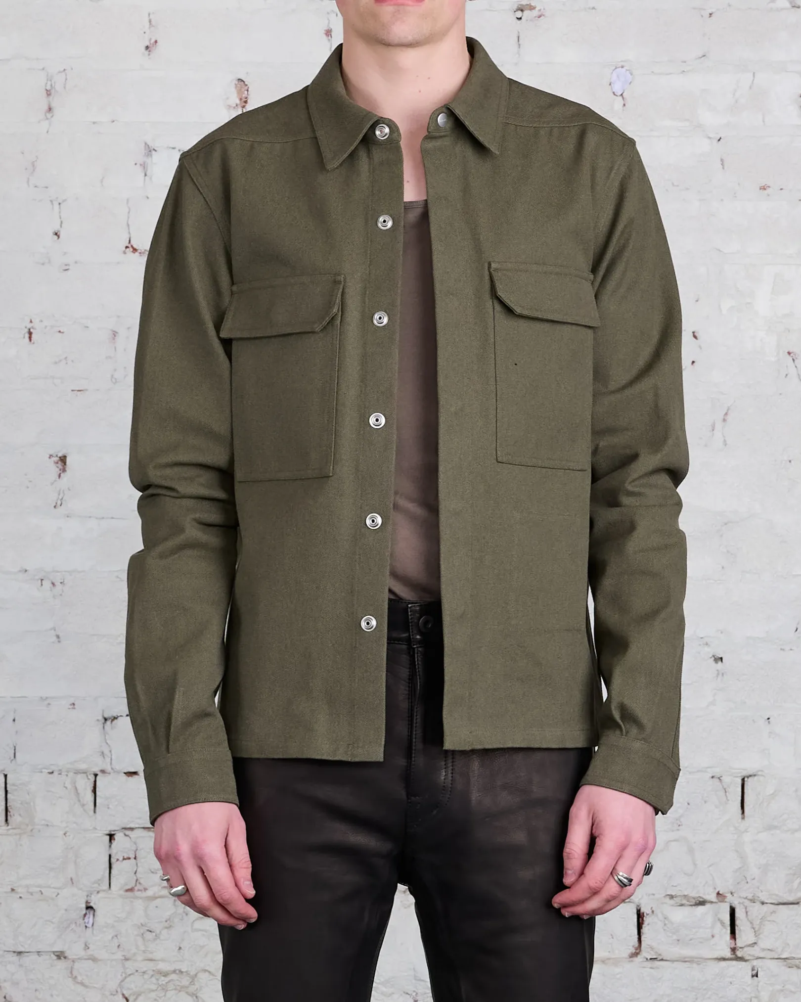 Outlet Rick Owens Bonotto Cropped Outershirt CTW Olive Drab