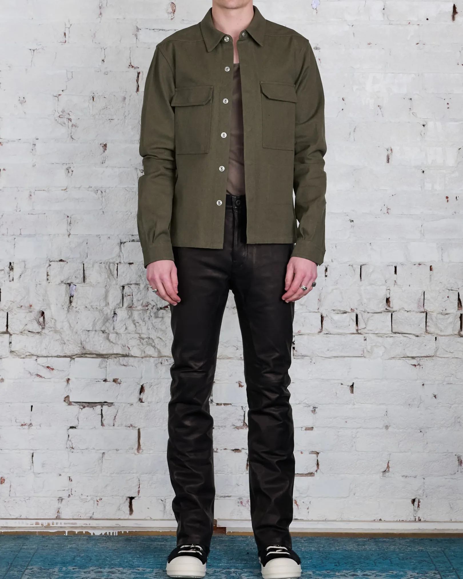 Outlet Rick Owens Bonotto Cropped Outershirt CTW Olive Drab