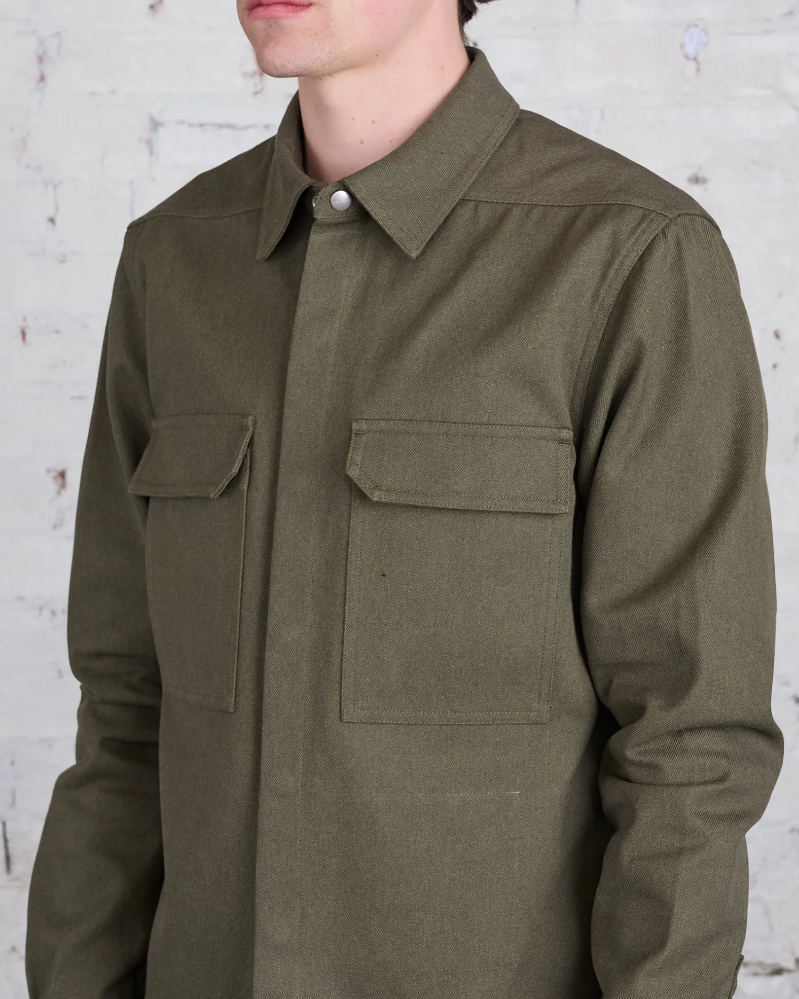 Outlet Rick Owens Bonotto Cropped Outershirt CTW Olive Drab