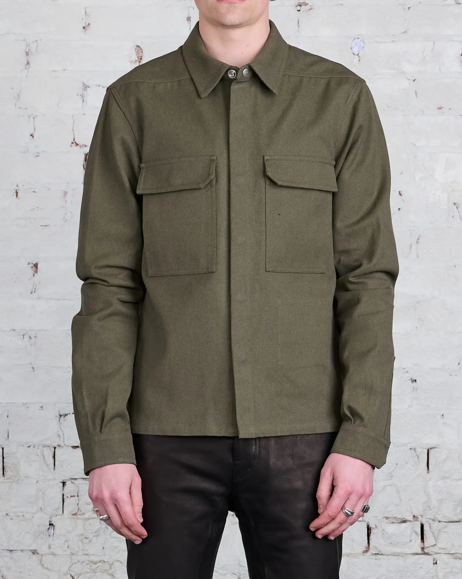 Outlet Rick Owens Bonotto Cropped Outershirt CTW Olive Drab