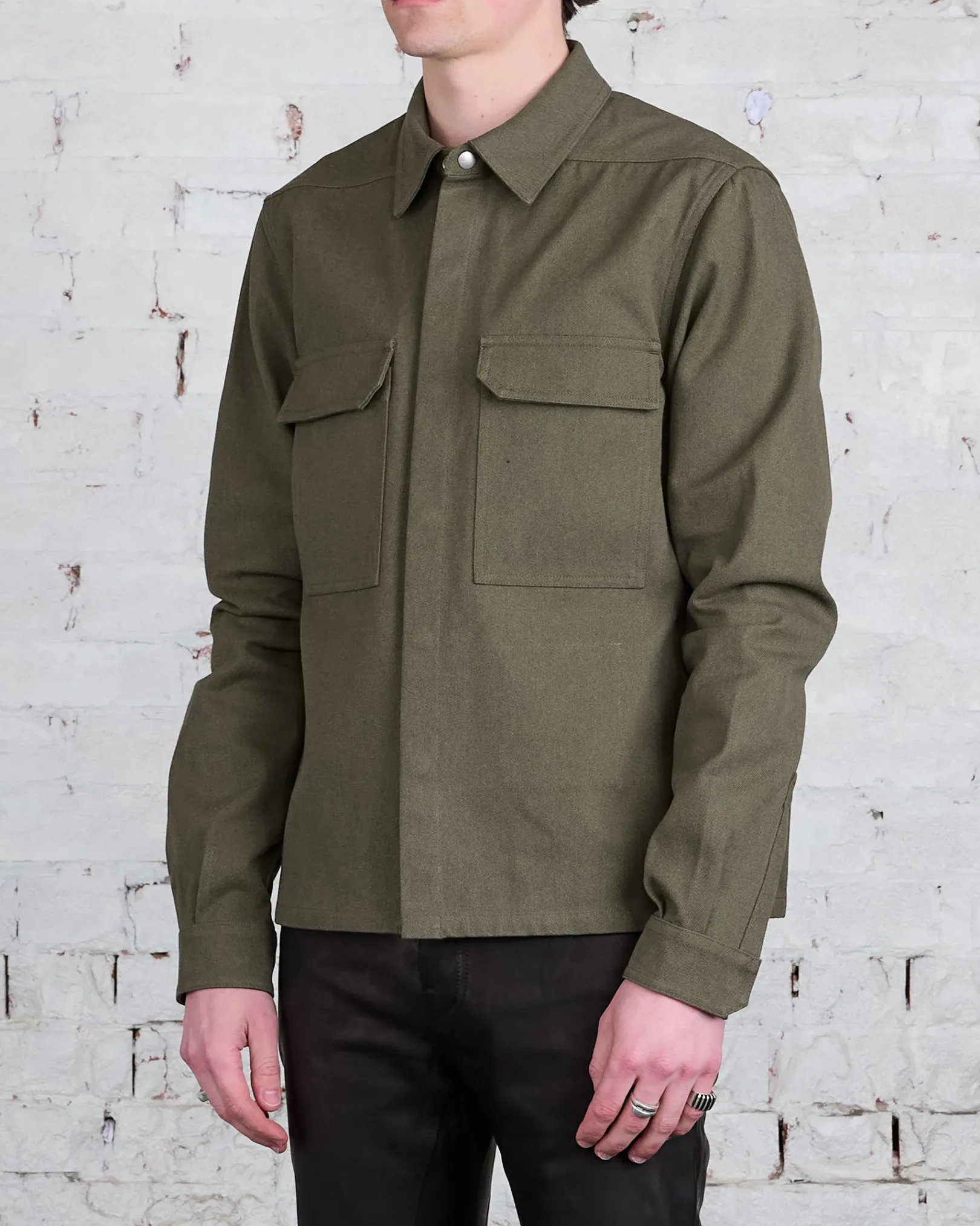 Outlet Rick Owens Bonotto Cropped Outershirt CTW Olive Drab