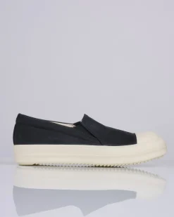 Hot DRKSHDW Rick Owens Boat Sneaks Stretch Foil Denim Black Milk Milk