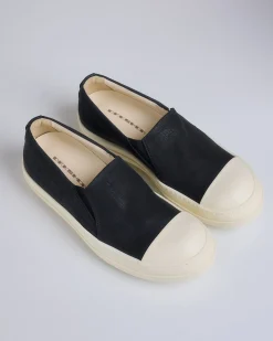 Hot DRKSHDW Rick Owens Boat Sneaks Stretch Foil Denim Black Milk Milk