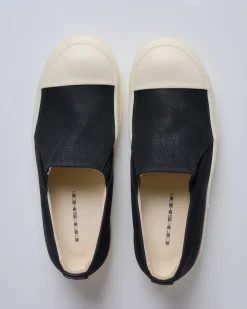 Hot DRKSHDW Rick Owens Boat Sneaks Stretch Foil Denim Black Milk Milk