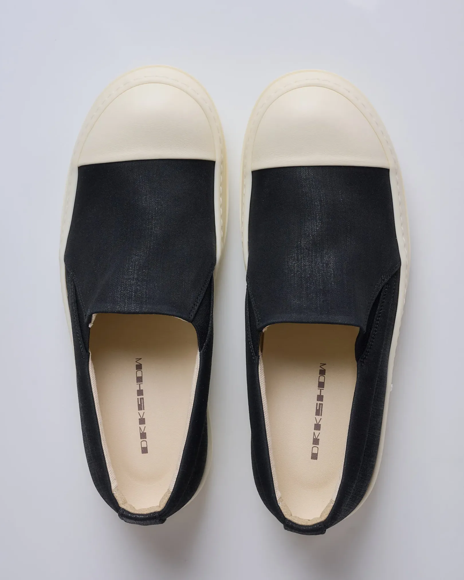 Hot DRKSHDW Rick Owens Boat Sneaks Stretch Foil Denim Black Milk Milk