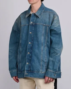 Discount DRKSHDW Rick Owens Jumbo Wrkr Jkt 13oz Dnm Wshd Indgo