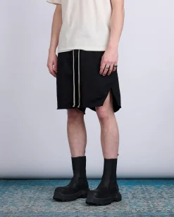 Clearance DRKSHDW Rick Owens Long Boxer Butt Zip Short Felpa Fleece Black