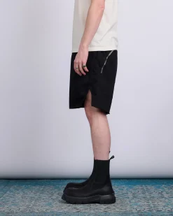 Clearance DRKSHDW Rick Owens Long Boxer Butt Zip Short Felpa Fleece Black